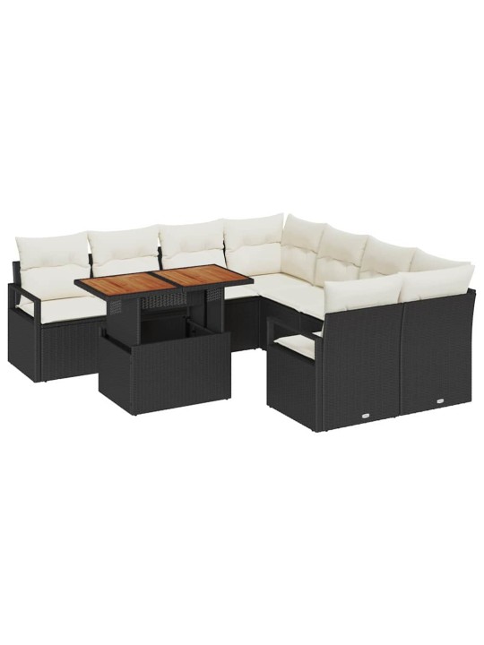 Aia söögilaudade komplekt 9 tk must ja kreem 100 x 55 x 73 cm
