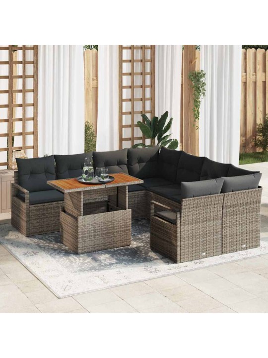 Aia söögilaudade komplekt 9 tk hall ja pruun 100 x 55 x 73 cm