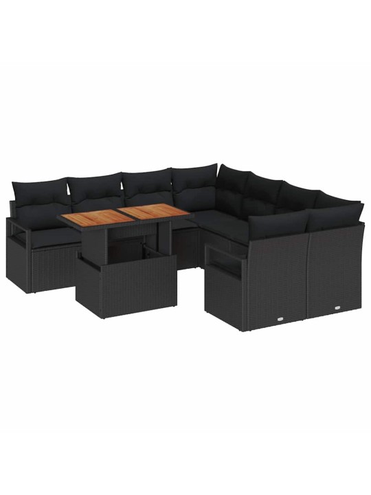 Aia söögilaudade komplekt 9 tk must ja pruun 100 x 55 x 73 cm