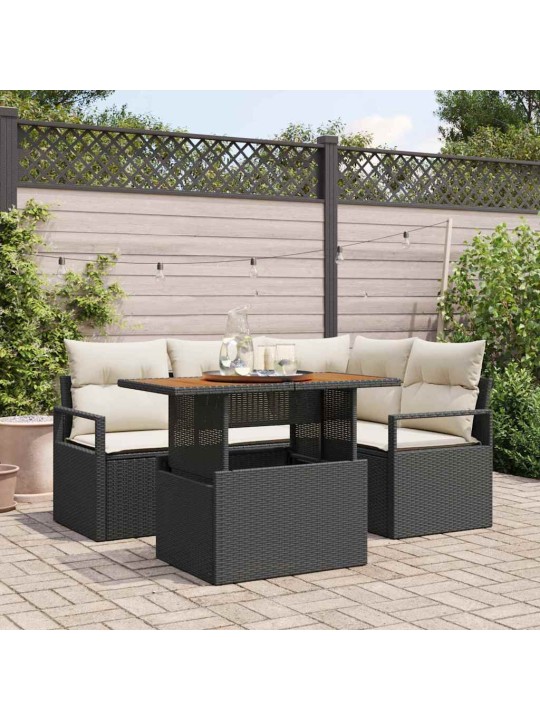 Aia söögilaudade komplekt 5 tk must ja kreem 100 x 55 x 73 cm
