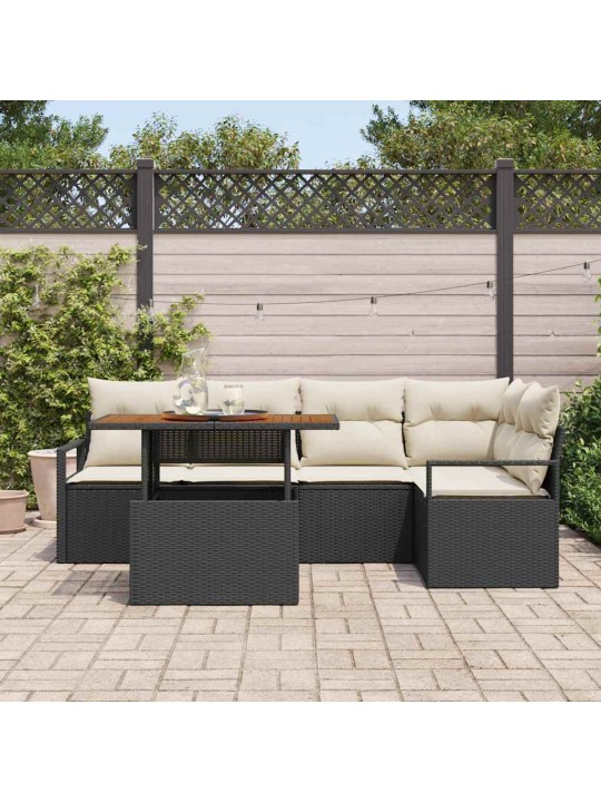 Aia söögilaudade komplekt 6 tk must ja kreem 100 x 55 x 73 cm