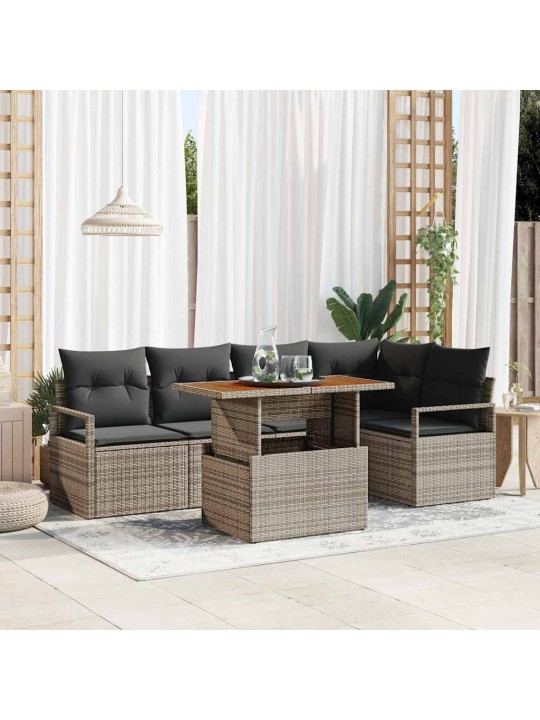 Aia söögilaudade komplekt 6 tk hall ja pruun 100 x 55 x 73 cm
