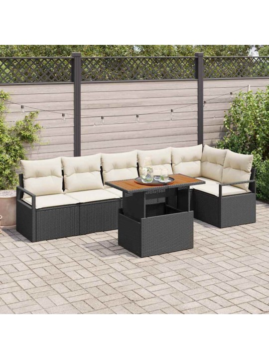 Aia söögilaudade komplekt 7 tk must ja kreem 100 x 55 x 73 cm