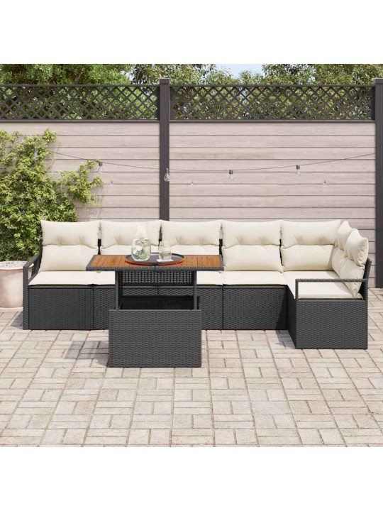 Aia söögilaudade komplekt 7 tk must ja kreem 100 x 55 x 73 cm