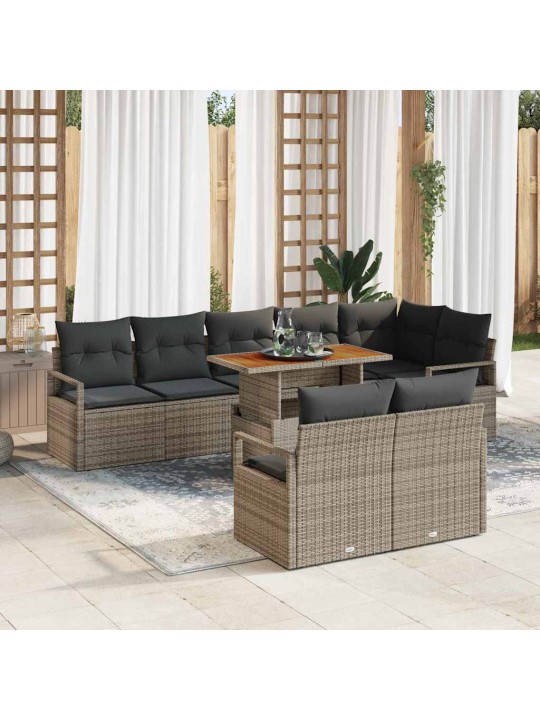 Aia diivanikomplekt 9 tk hall ja pruun 100 x 55 x 73 cm