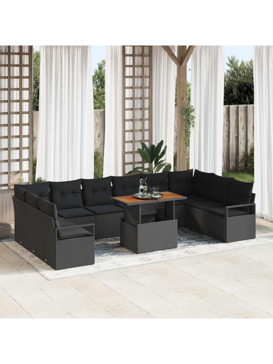 Aia diivanikomplekt 11 tk must ja pruun 100 x 55 x 73 cm