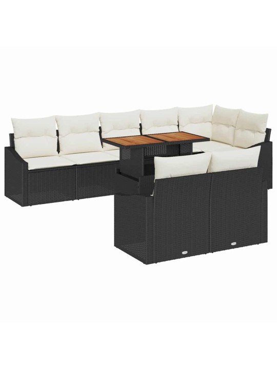Aia diivanikomplekt 9 tk must ja kreem 100 x 55 x 73 cm