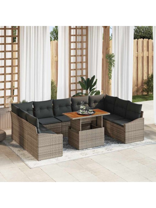 Aia söögilaudade komplekt 10 tk hall ja pruun 100 x 55 x 73 cm