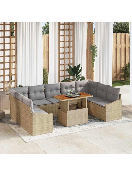 Aia söögilaudade komplekt 10 tk beež ja hall 100 x 55 x 73 cm