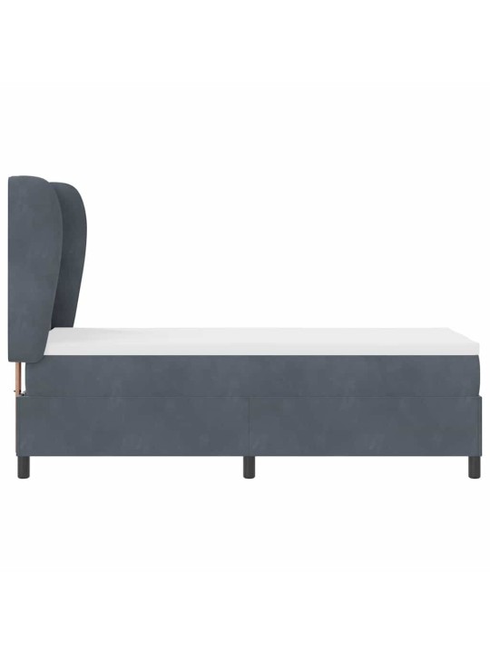 Kontinentaalvoodi madratsi ja peatsiga tumehall 80 x 200 cm samet