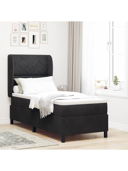 Kontinentaalvoodi madratsi ja peatsiga must 80 x 200 cm samet