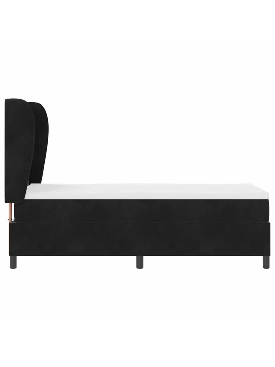 Kontinentaalvoodi madratsi ja peatsiga must 80 x 200 cm samet