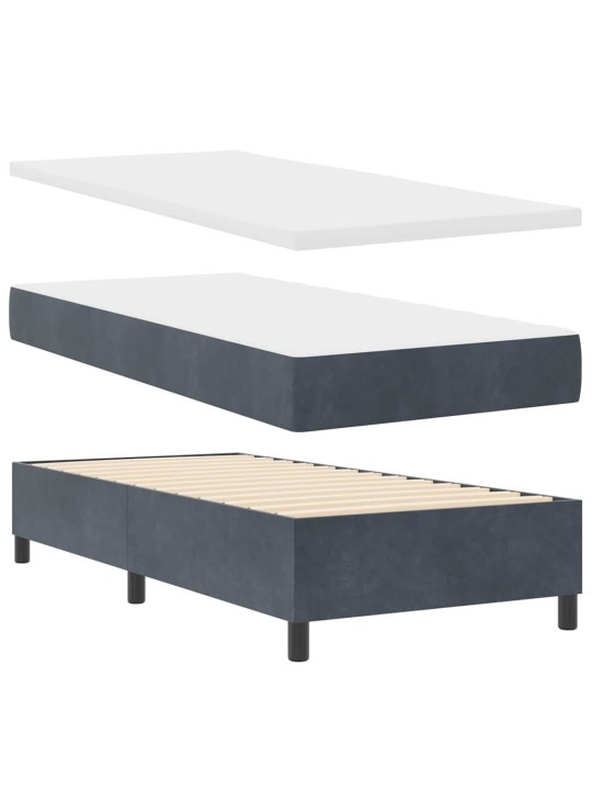 Kontinentaalvoodi madratsi ja peatsiga tumehall 100 x 200 cm samet