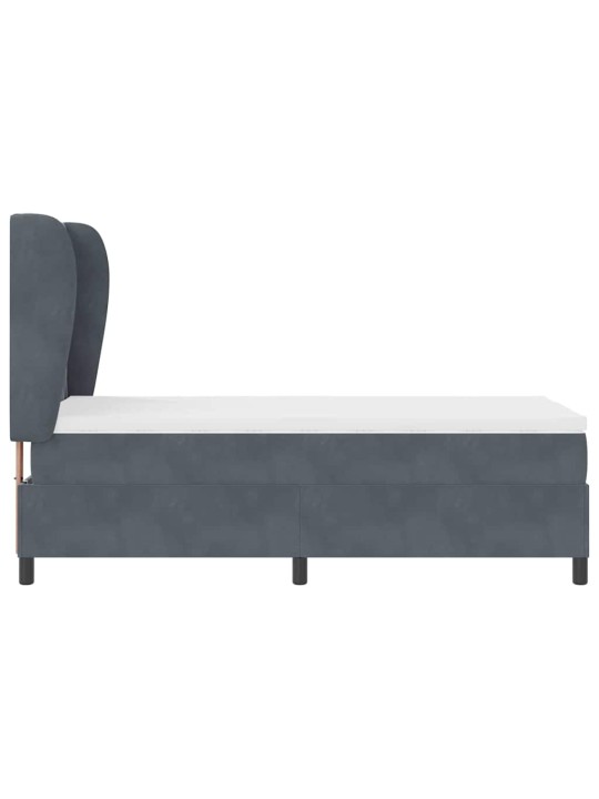 Kontinentaalvoodi madratsi ja peatsiga tumehall 100 x 200 cm samet