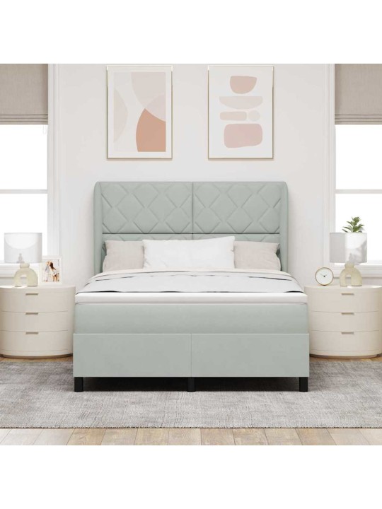 Kontinentaalvoodi madratsi ja peatsiga helehall 140 x 190 cm samet