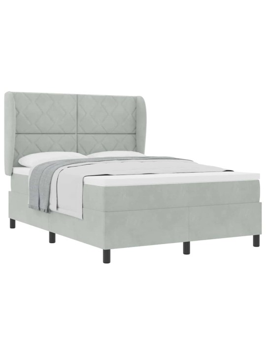 Kontinentaalvoodi madratsi ja peatsiga helehall 140 x 190 cm samet