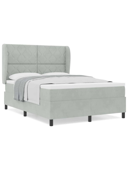 Kontinentaalvoodi madratsi ja peatsiga helehall 140 x 190 cm samet