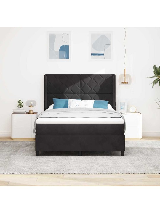 Kontinentaalvoodi madratsi ja peatsiga must 140 x 190 cm samet