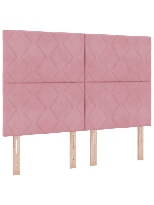 Kontinentaalvoodi madratsi ja peatsiga roosa 140 x 190 cm samet