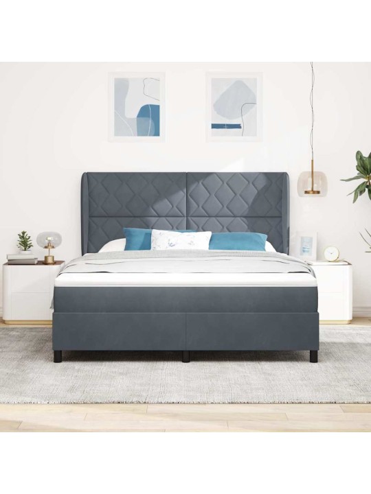 Kontinentaalvoodi madratsi ja peatsiga tumehall 180 x 200 cm samet