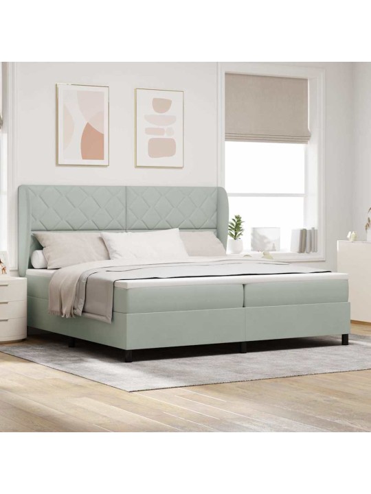 Kontinentaalvoodi madratsi ja peatsiga helehall 200 x 200 cm samet