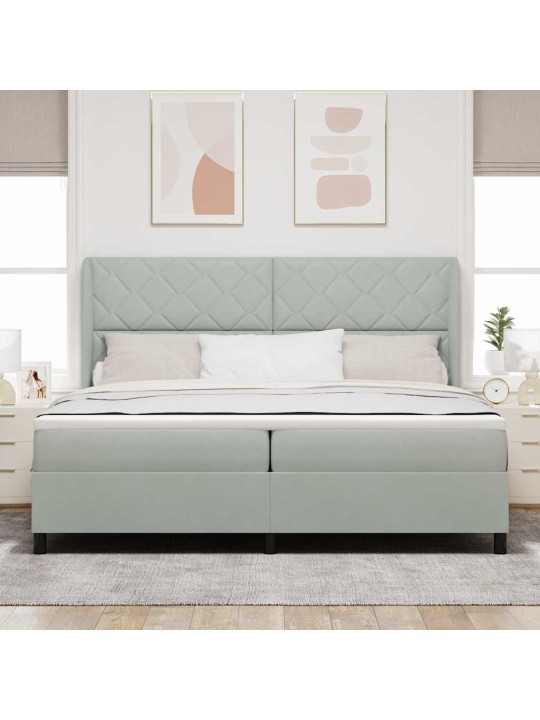 Kontinentaalvoodi madratsi ja peatsiga helehall 200 x 200 cm samet