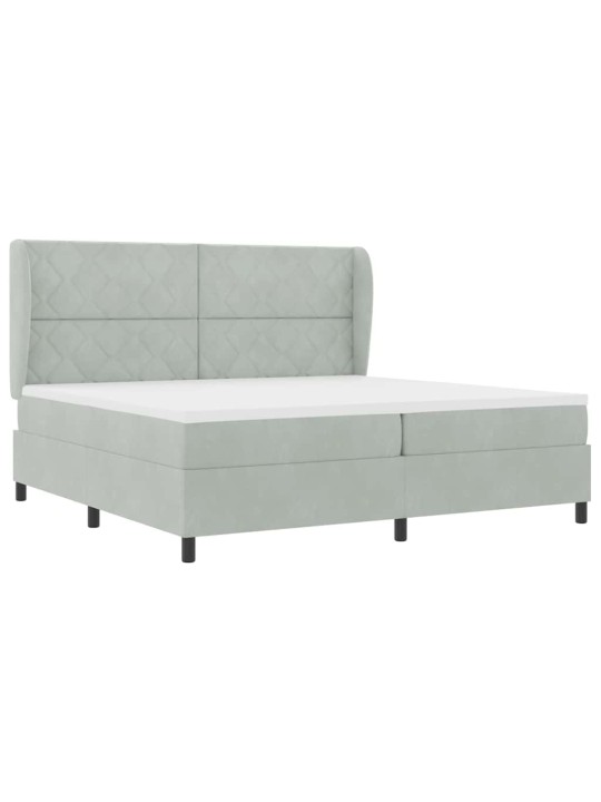 Kontinentaalvoodi madratsi ja peatsiga helehall 200 x 200 cm samet