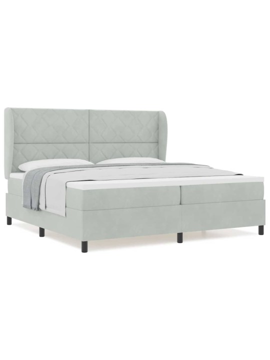 Kontinentaalvoodi madratsi ja peatsiga helehall 200 x 200 cm samet