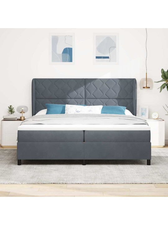 Kontinentaalvoodi madratsi ja peatsiga tumehall 200 x 200 cm samet