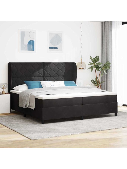 Kontinentaalvoodi madratsi ja peatsiga must 200 x 200 cm samet