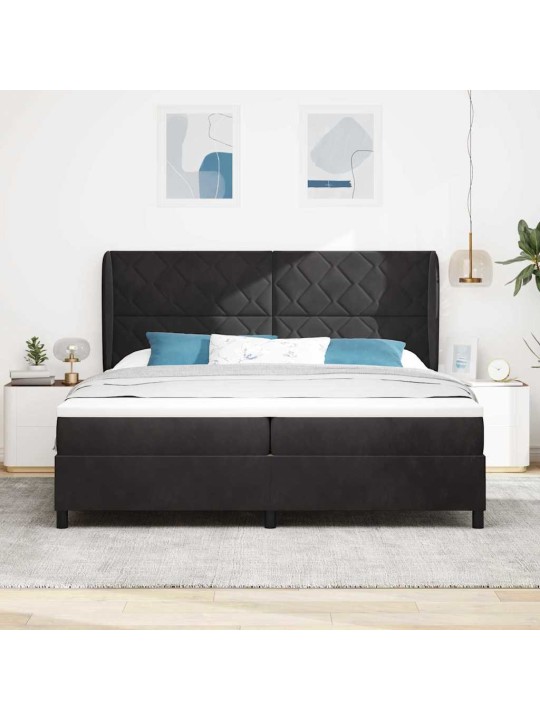Kontinentaalvoodi madratsi ja peatsiga must 200 x 200 cm samet