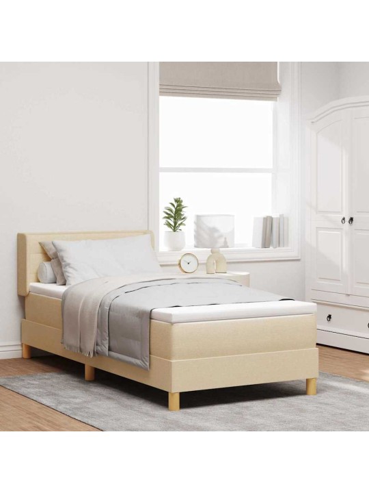 Voodiraam vedrumadratsiga peaga kreemjas 80 x 200 cm kangas