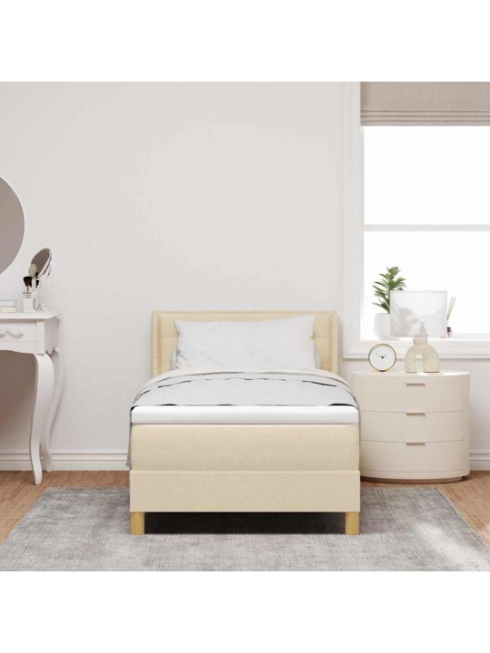 Voodiraam vedrumadratsiga peaga kreemjas 80 x 200 cm kangas