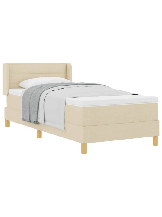 Voodiraam vedrumadratsiga peaga kreemjas 80 x 200 cm kangas