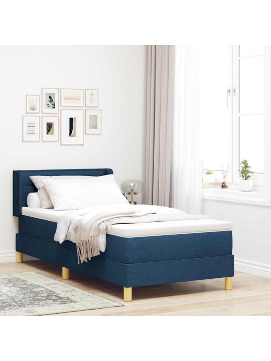 Voodiraam vedrumadratsiga peaga sinine 80 x 200 cm kangas
