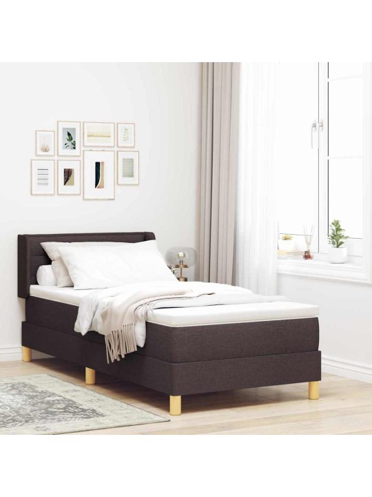 Kontinentaalvoodi peatsiga tumepruun ja valge 90 x 200 cm kangas