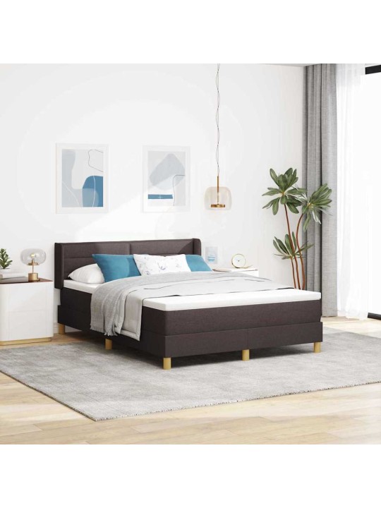 Kontinentaalvoodi peatsiga tumepruun ja valge 140 x 200 cm kangas
