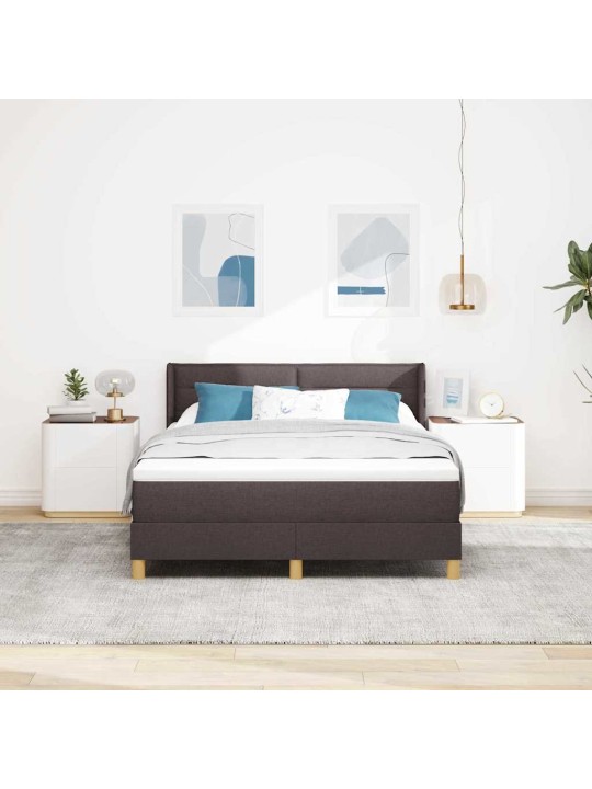 Kontinentaalvoodi peatsiga tumepruun ja valge 140 x 200 cm kangas