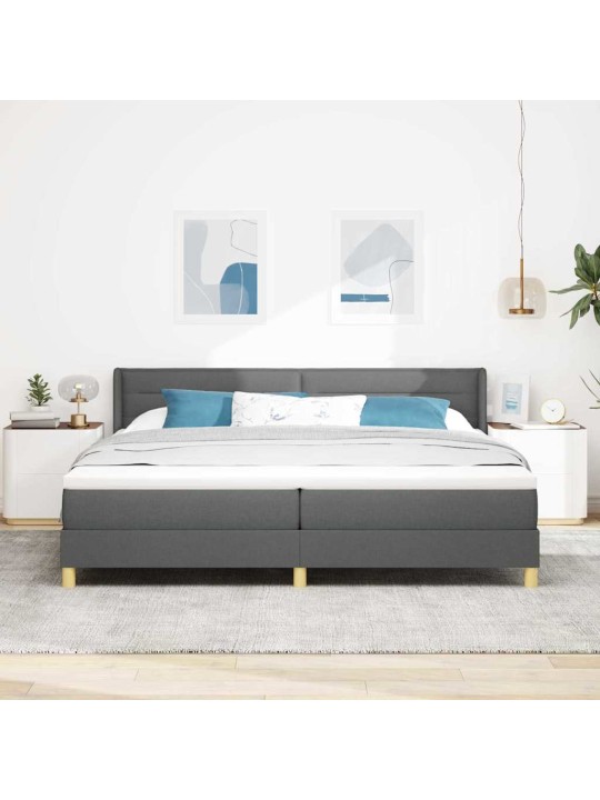 Voodiraam vedrumadratsiga tumehall 200 x 200 cm kangas