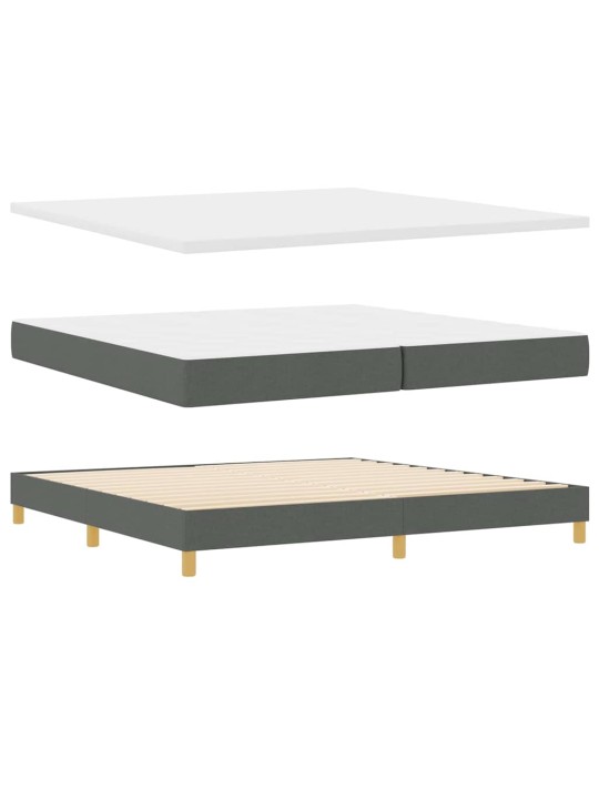 Voodiraam vedrumadratsiga tumehall 200 x 200 cm kangas