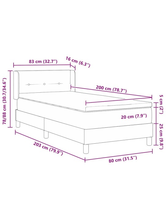 Voodiraam vedrumadratsiga pruunikashall 80 x 200 cm kangas