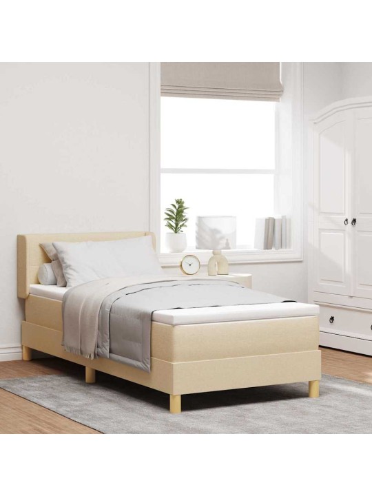 Voodiraam vedrumadratsiga peaga kreemjas 80 x 200 cm kangas