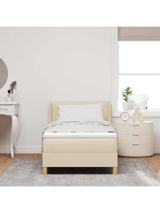 Voodiraam vedrumadratsiga peaga kreemjas 100 x 200 cm kangas