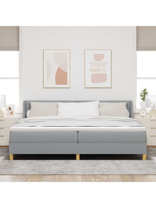 Voodiraam vedrumadratsiga helehall 200 x 200 cm kangas