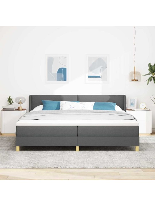 Voodiraam vedrumadratsiga tumehall 200 x 200 cm kangas