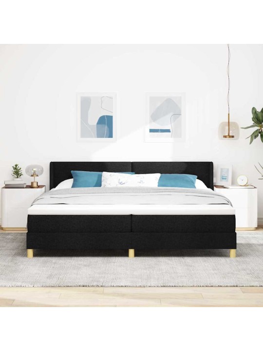 Kontinentaalvoodi must 200 x 200 cm polsterdus ja puit ja vaht