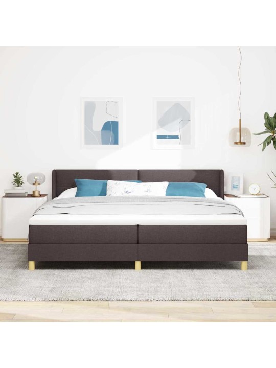 Kontinentaalvoodi madratsi ja peatsiga tumepruun 200 x 200 cm puit