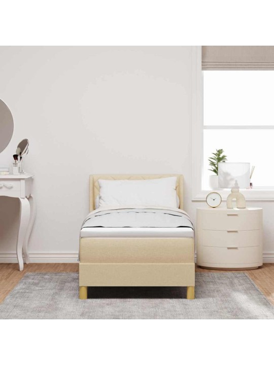 Voodiraam vedrumadratsiga peaga kreemjas 80 x 200 cm kangas