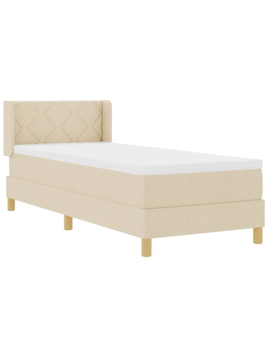 Voodiraam vedrumadratsiga peaga kreemjas 80 x 200 cm kangas