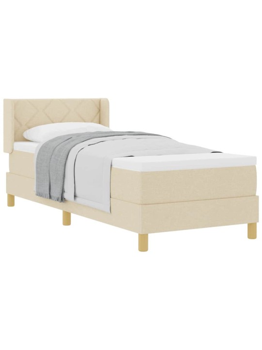 Voodiraam vedrumadratsiga peaga kreemjas 80 x 200 cm kangas